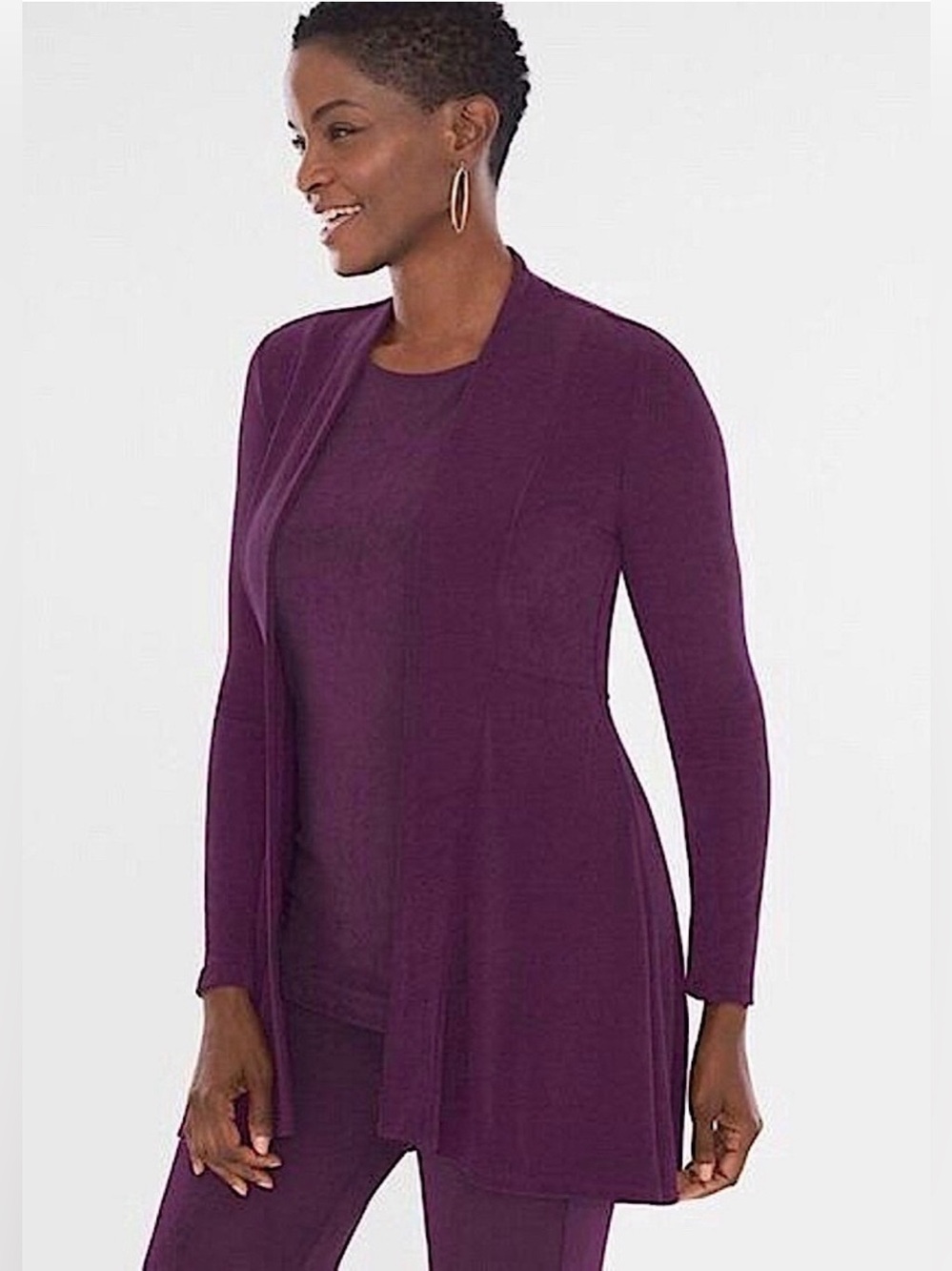 Chico’s Travelers Classic High-Low Purple Jacket